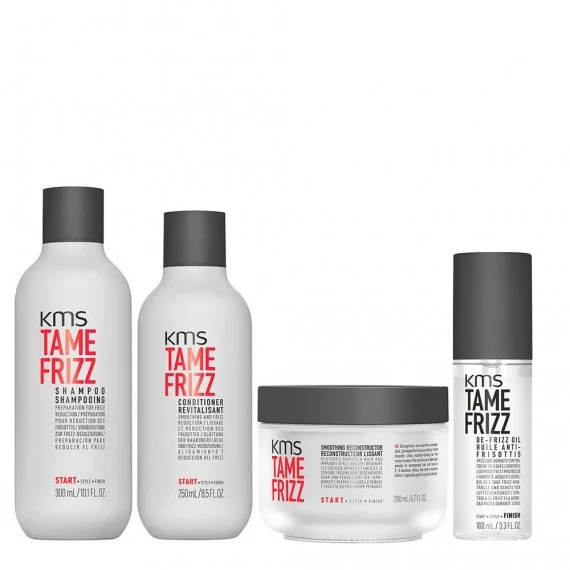 KMS Tame Frizz Shampoo+Conditioner+Mask+Oil 300+250+200+100ml – kit anticrespo