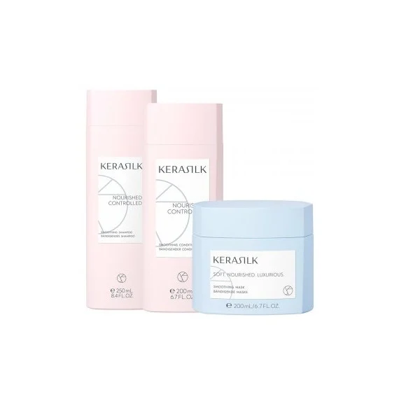 Kerasilk Essentials Smoothing Shampoo+Conditioner+Specialists Smoothing Mask 250+200+200ml – kit lisciante capelli ribelli
