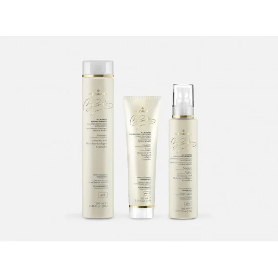 Medavita Blondie All Blondie Shampoo+Balsamo+Siero 250+150+150ml - kit per capelli biondi fini/sottili