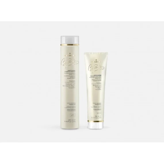 Medavita Blondie Sunset Blonde Shampoo+Maschera 250+150ml - kit capelli biondo caldo da medio a grossi
