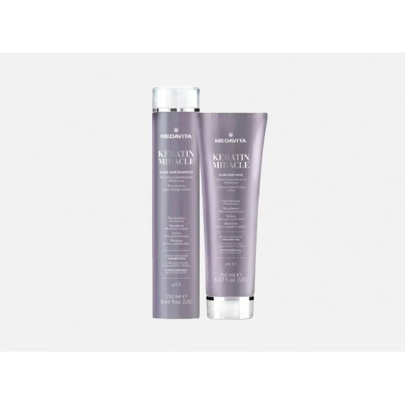 Medavita Keratin Miracle Superlisciante Shampoo+Maschera 250+150ml - kit capelli indisciplinati/crespi