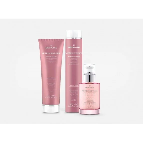 Medavita Nutrisubstance Shampoo+Maschera+Siero Notturno 250+150+100ml - kit per capelli secchi/sensibilizzati