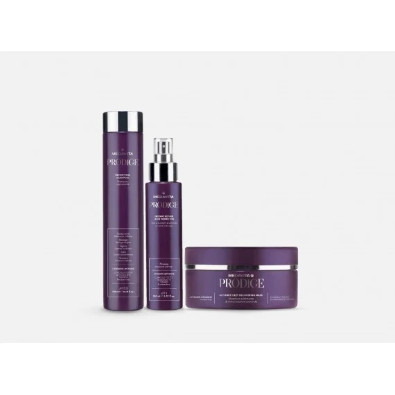 Medavita Prodige Shampoo+Maschera+Spray Ristrutturante Istantaneo 250+250+150m - kit rigenerante capelli danneggiati