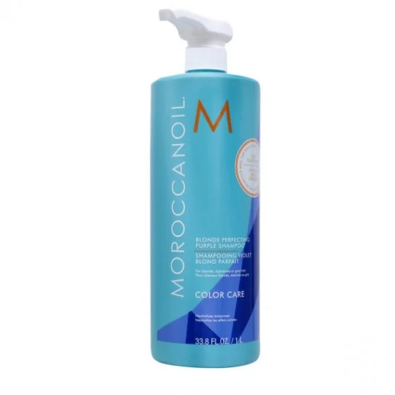 Moroccanoil Blonde Perfecting Purple Shampoo 1000ml - shampoo anti-giallo capelli biondi grigi e mèches