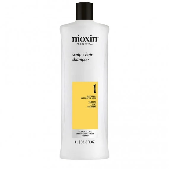 Nioxin System 1 Scalp + Hair Shampoo Light Thinning 1000ml - shampoo fortificante capelli naturali diradati lieve