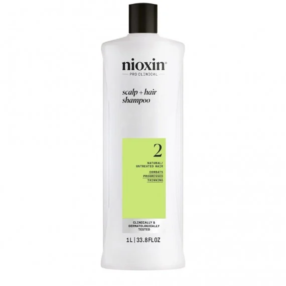 Nioxin System 2 Scalp + Hair Shampoo Progessed Thinning 1000ml - shampoo fortificante capelli naturali assottigliamento avanzato