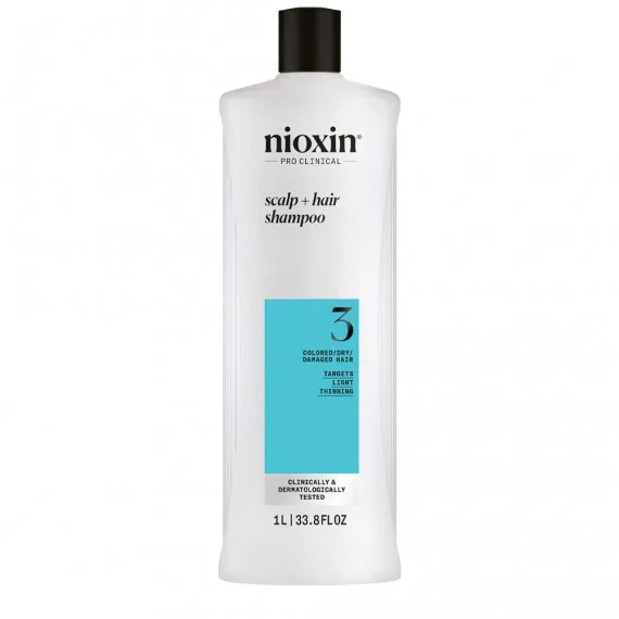 Nioxin System 3 Scalp + Hair Shampoo Light Thinnig 1000ml - shampoo fortificante capelli colorati assottigliamento lieve
