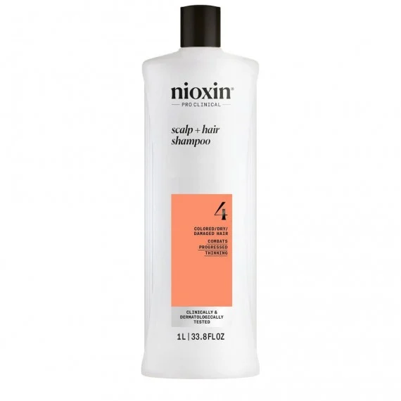 Nioxin System 4 Scalp + Hair Shampoo Progessed Thinning 1000ml - shampoo fortificante capelli colorati assottigliamento grave