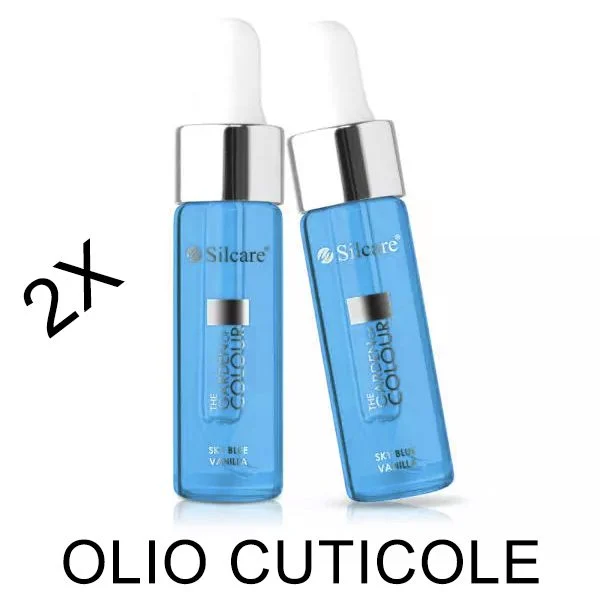 2 x OLIO CUTICOLE the Garden of Colour pipettA Vanilla Sky Blue 15 ml SILCARE