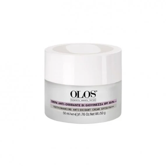 OLOS Crema Anti-Ossidante di Giovinezza Spf30/PA+++ 50ml - crema viso levigante anti-rughe con protezione solare