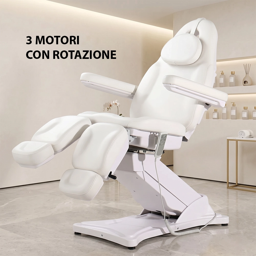 Poltrona Lettino Elettrica 3 Motori Pedicure con Gambali Indipendenti Tuttoperlestetica