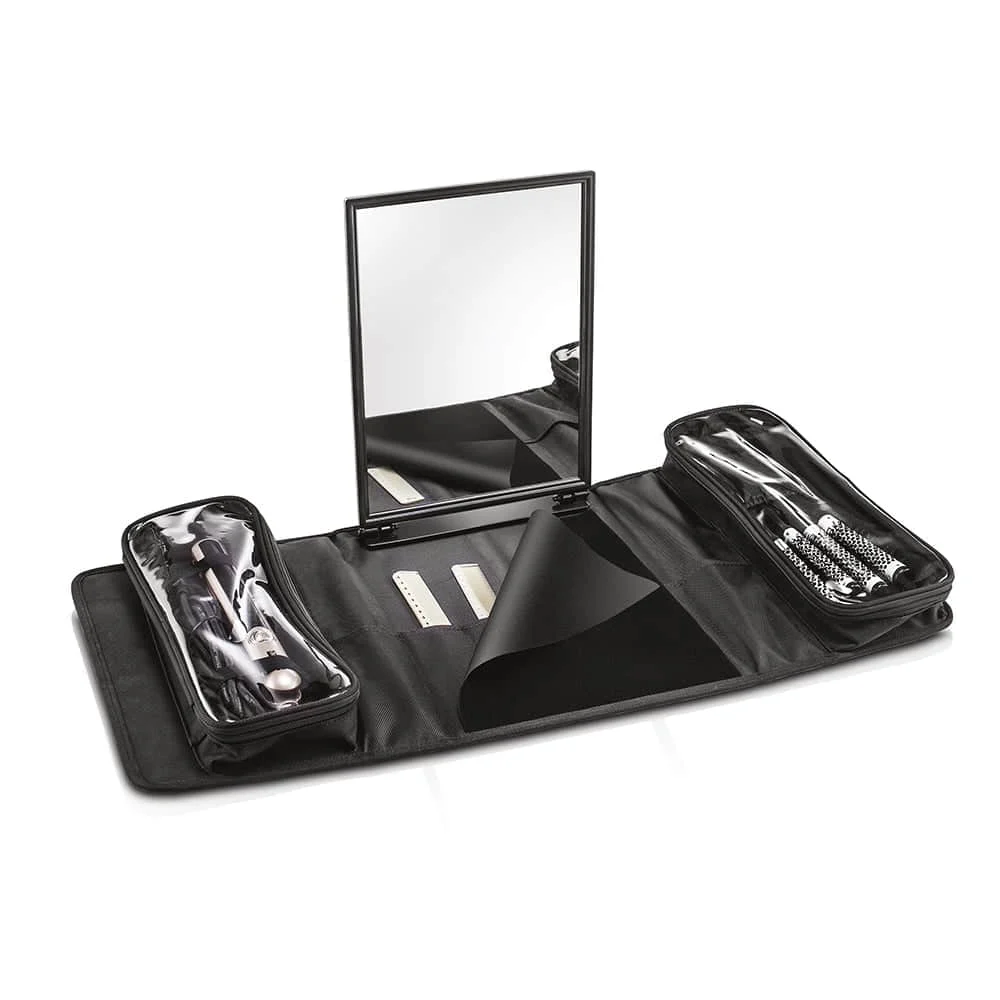 Valigia borsa postazione lavoro per make-up artist e parrucchieri Scomparti interni e specchio