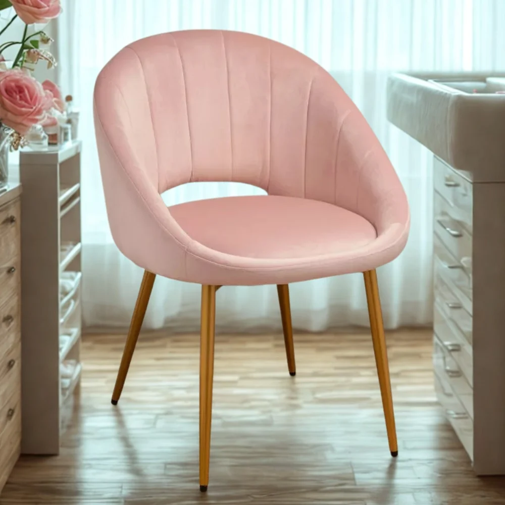 Sedia poltrona in Velluto per estetista centro estetico salone Base in Metallo Dorato Art Déco