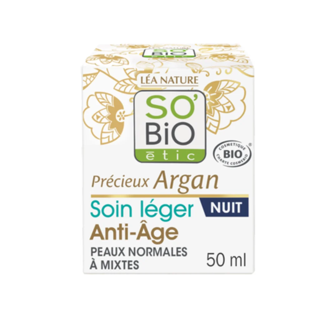 LÉa nature so bio étic Argan Crema Notte Leggera Antietà, 50 ml