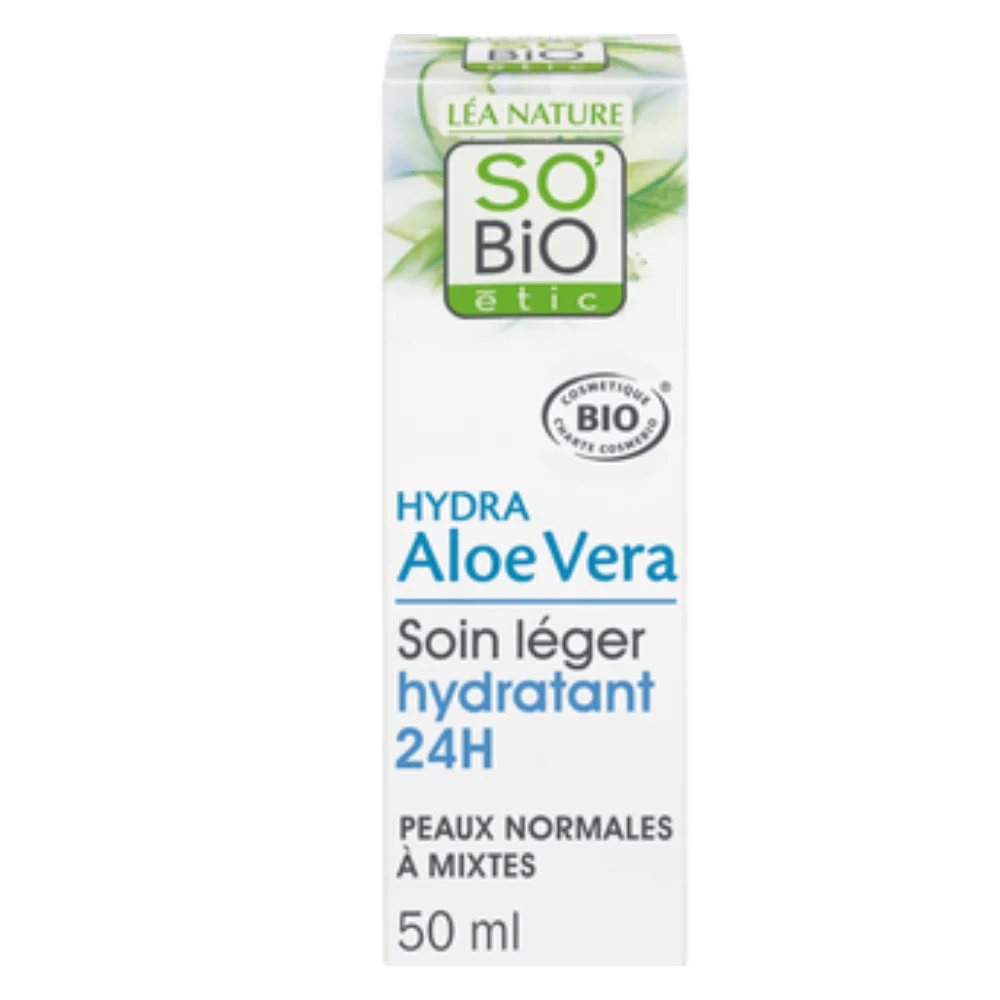 LÉa nature so bio étic Hydra Aloe Vera - Crema Idratante Leggera 24 ore, 50 ml