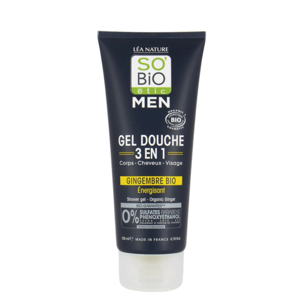 LÉa nature so bio étic Uomo 3in1 Gel Doccia per Viso Corpo e Capelli Zenzero (200 ml)