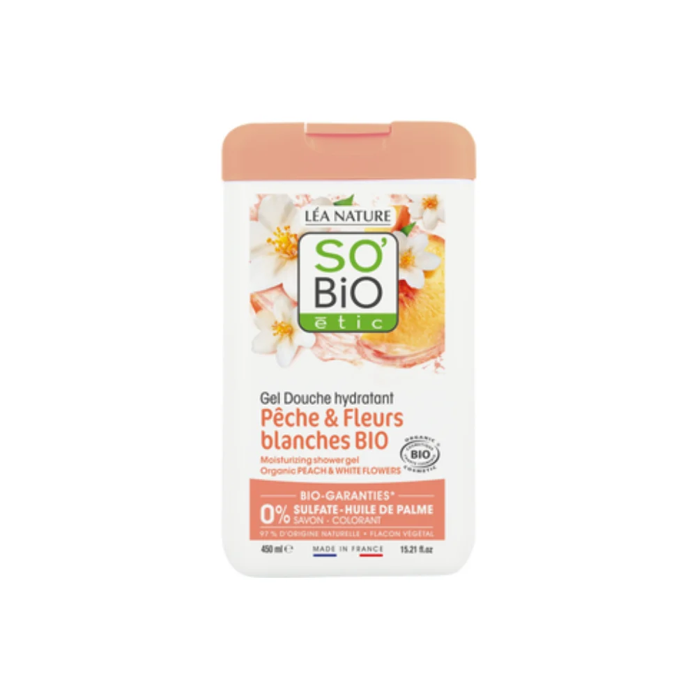 LÉa nature so bio étic Gel Doccia Idratante alla Pesca e Fiori Bianchi 450 ml