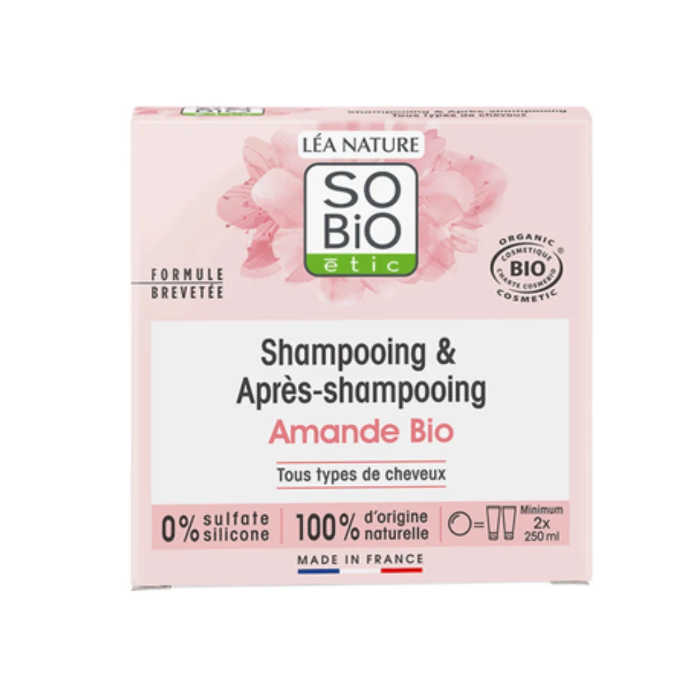 LÉa nature so bio étic Shampoo e Balsamo Solido 2in1 alla Mandorla 65 g