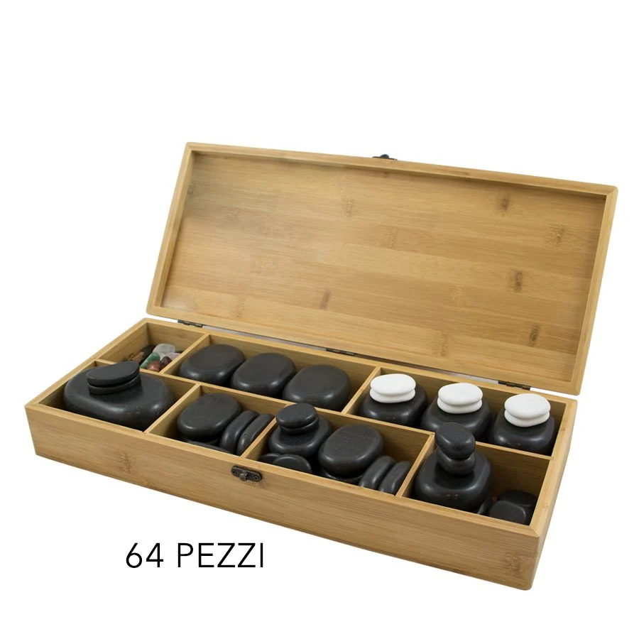 KIT DA 64 PIETRE BASALTO PER MASSAGGI SPA CENTRO BENESSERE