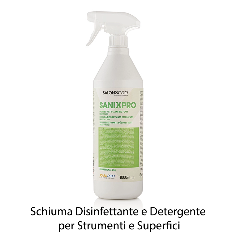 SANIXPRO 1 Litro Schiuma Disinfettante e Detergente per Strumenti e Superfici XaniPro