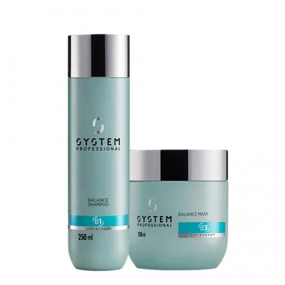 System Professional Balance Shampoo B1 + Mask B3 250+200ml - kit seboequilbrante cute sensibile