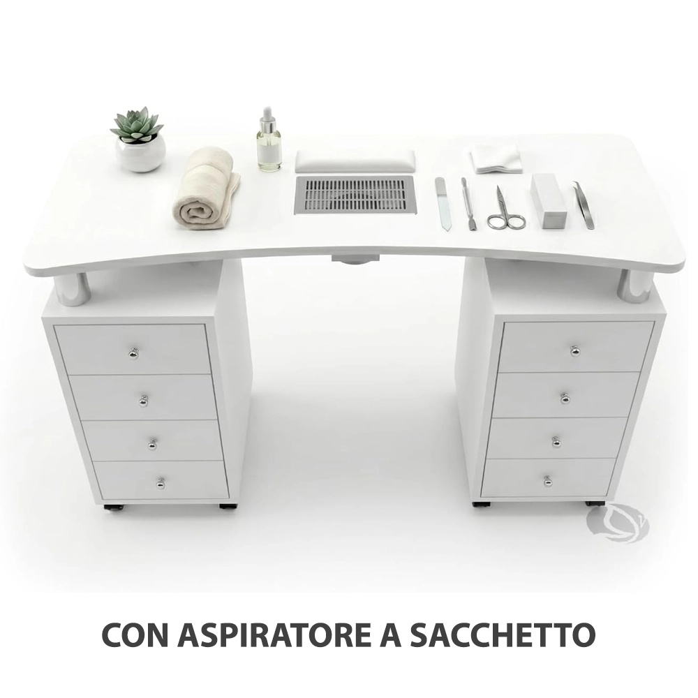 Tavolo manicure con aspiratore e cassettiere per centro estetico estetista cassetti ruote Lussemburgo