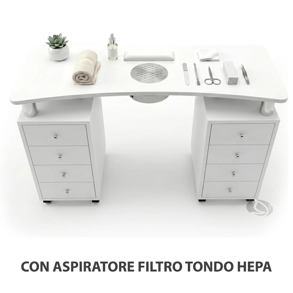 Tavolo manicure con aspiratore per estetista filtro tondo Hepa per centro estetico