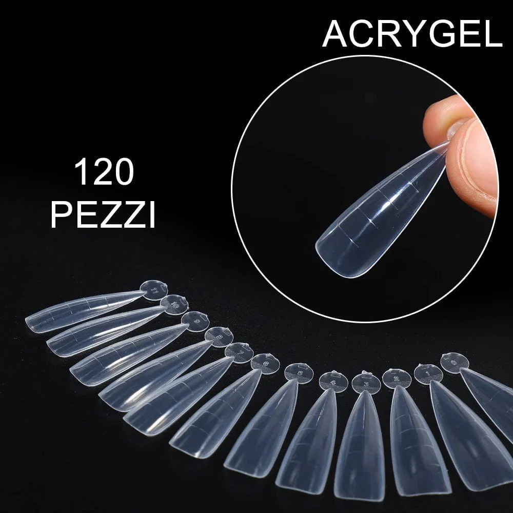 120 PUNTE PER ACRYGEL – FORMA A MANDORLA PUNTA STRETTA