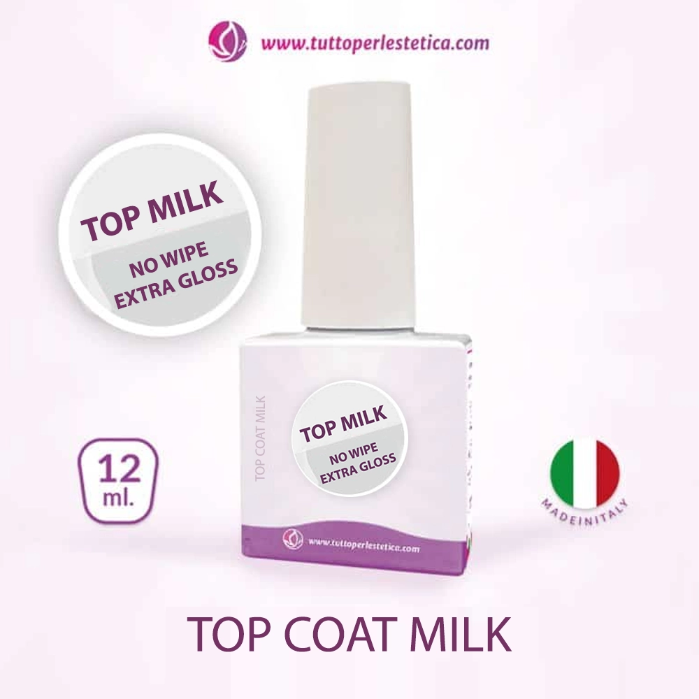 Top Coat Milk no wipe extra gloss bianco latte Lucida e Ripara da 12 ML – Hema e TPO Free