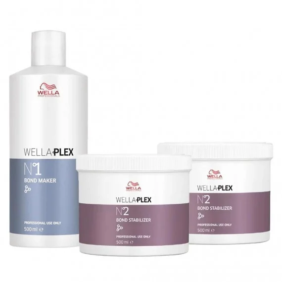 Wella Professional Blondor Plex Wellaplex Bond Maker N°1 500ml +2PEZZI Bond Stabilizer N°2 2x500ml - trattamento professionale