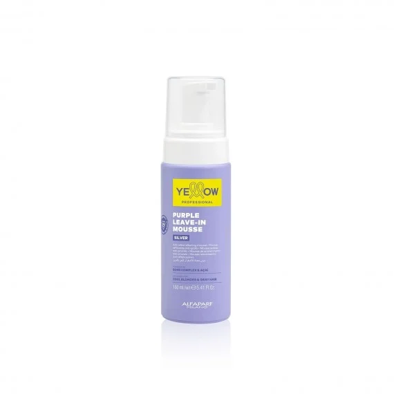 Yellow Professional Silver Purple Leave In-Mousse 160ml - mousse setificante anti-giallo capelli grigi biondi freddi