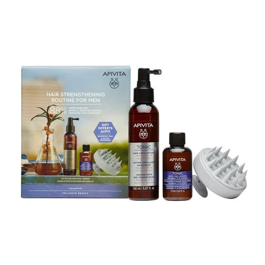 Apivita Pack Hair Strengthening Routi Men Lotion + Tonic Shampoo