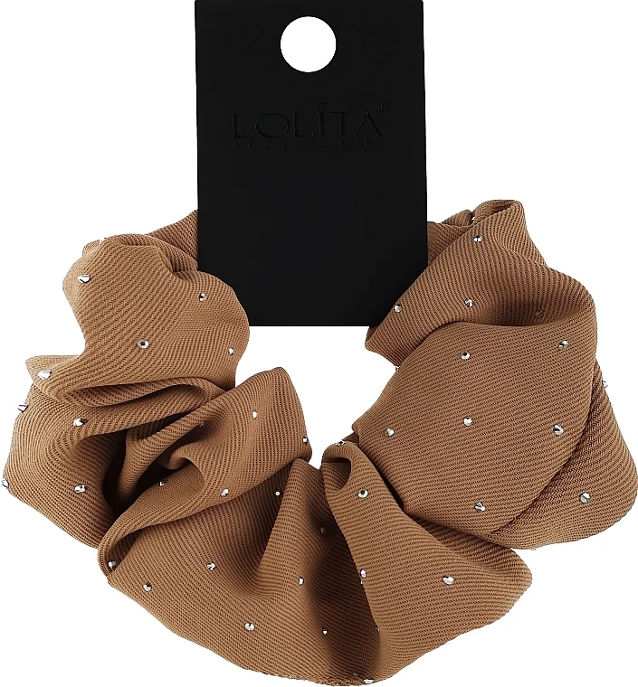 Elastico per capelli in velluto, con paillettes, 12 cm, beige
