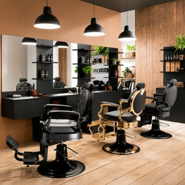 Arredamento Barbiere Completo di Mobili e 3 Poltrone Barber in Offerta