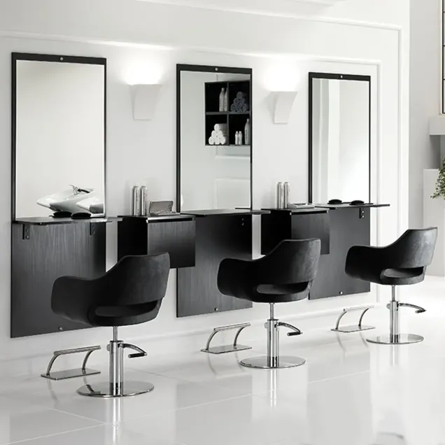 Arredamento Parrucchiere in Offerta 3 Poltrone e 3 Specchi con Poggiapiedi Regency