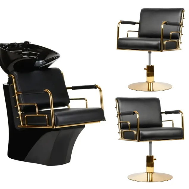 Arredamento Parrucchieri Professionale Oro con Lavatesta e 2 Poltrone in Offerta