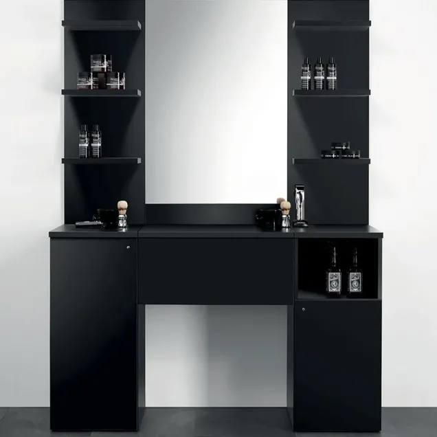 Arredo Barber Shop Mobile con Specchio e Ampio Piano da Lavoro