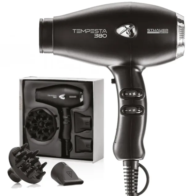 Asciugacapelli con Diffusore Professionale 2000 Watt Nero