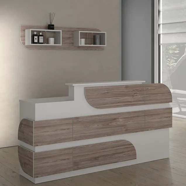 Bancone Reception in Legno Personalizzabile in vari Colori Made in Italy