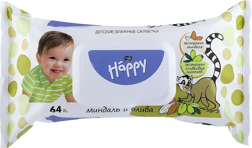 Salviette umidificati per neonati all'olio di mandorle e oliva