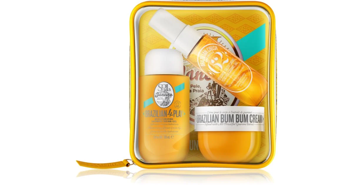 Sol de Janeiro Brazilian Bum Bum Jet Set kit da viaggio crema rassodante e lisciante per glutei e fianchi 50 ml + docciaschiuma in crema 90 ml+ Spray profumato per corpo e capelli da donna 30 ml