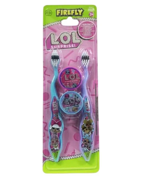 Firefly L.O.L. Surprise! Twin Pack Toothbrushes with Travel Caps