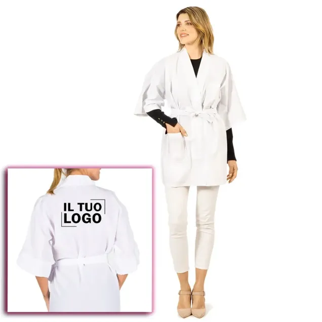 Camice Estetista Corto con Il Tuo Logo OMAGGIO - Taglia Unica