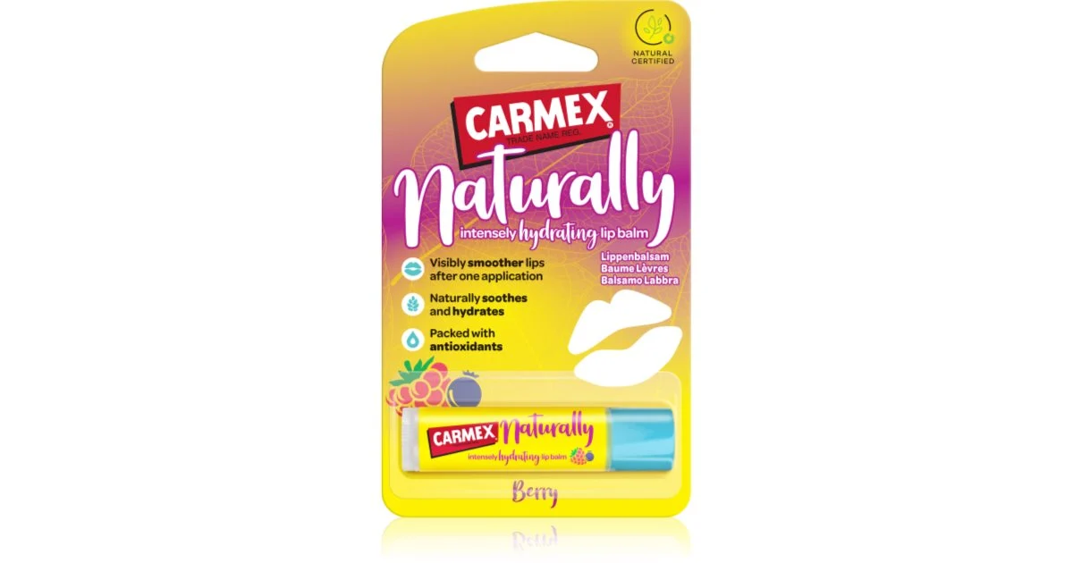 Carmex Naturally Balsamo per l'idratazione intensiva delle labbra 4,25 g Berry
