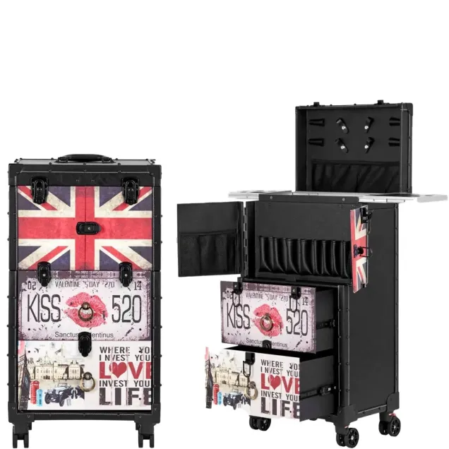 Carrello Barber Shop con 2 Cassetti Estraibili e Struttura in Alluminio