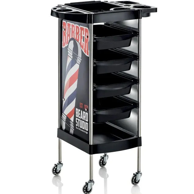 Carrello Barber Shop con 4 Cassetti Estraibili e Struttura in Acciaio NEW