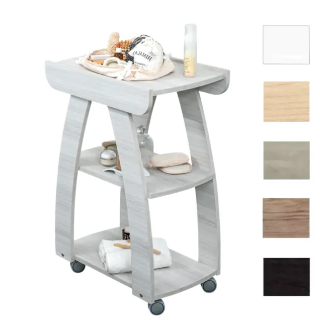 Carrello Estetica Professionale in Legno con Ruote a 3 Ripiani Made in Italy