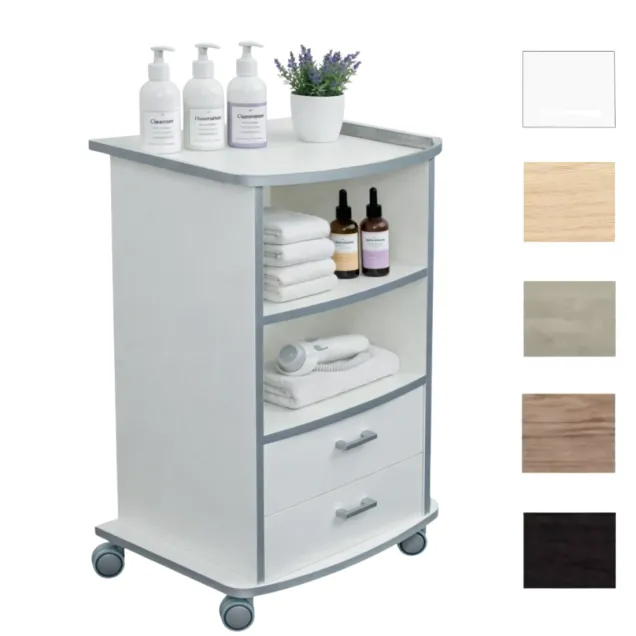 Carrello Estetica Professionale in Legno con Ruote e Cassetto Made in Italy