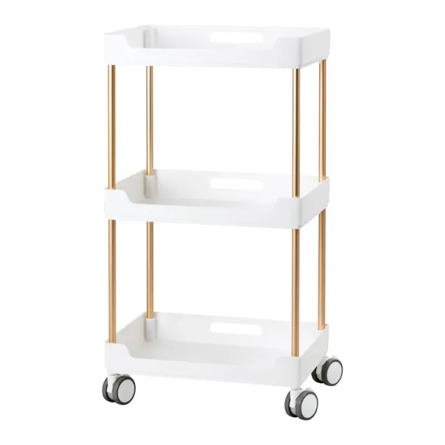 Carrello Estetista Professionale con 3 Mensole Bianco e Oro New