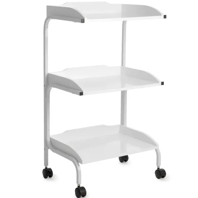 Carrello Estetista Professionale in Alluminio Bianco con 3 Ripiani